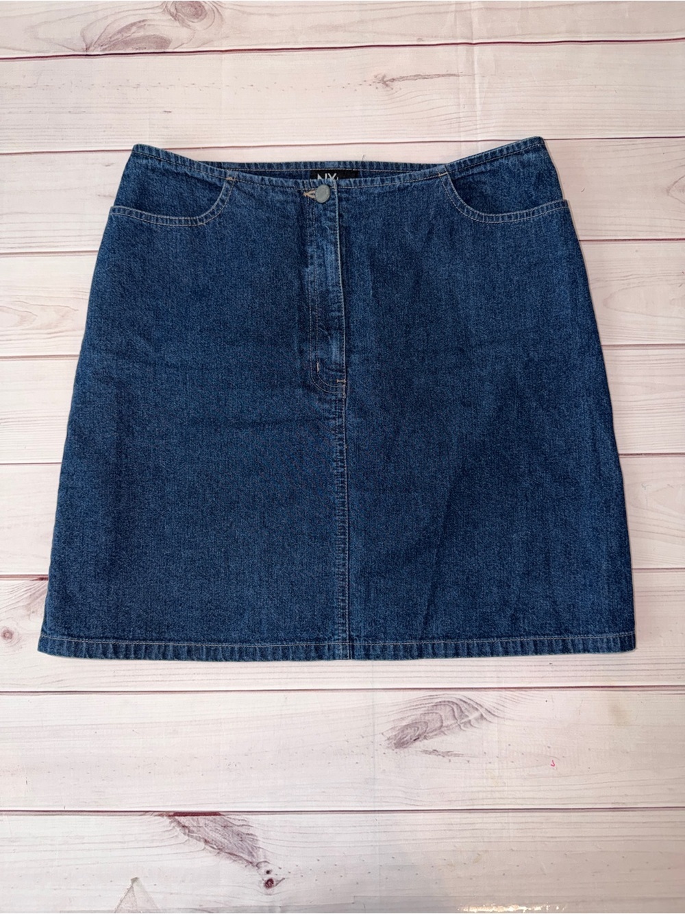 New York & Company Dark Blue Denim Mini Skirt Size 8